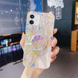 For iPhone 11 Laser Glitter Watercolor Pattern Shockproof Protective Case (FD2)