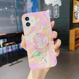 For iPhone 11 Pro Max Laser Glitter Watercolor Pattern Shockproof Protective Case (FD5)