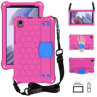 For Samsung Galaxy Tab A7 Lite 8.7 (2021) T220/T225 Honeycomb Design EVA + PC Four Corner Shockproof Protective Case with Strap(Rose Red+Blue)
