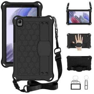 For Samsung Galaxy Tab A7 Lite 8.7 (2021) T220/T225 Honeycomb Design EVA + PC Four Corner Shockproof Protective Case with Strap(Black+Black)