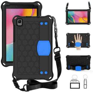 For Samsung Galaxy Tab A 8.0 & S Pen (2019)P200/P205 Honeycomb Design EVA + PC Four Corner Shockproof Protective Case with Strap(Black+Blue)