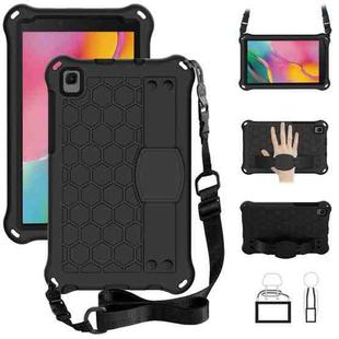 For Samsung Galaxy Tab A 8.0 & S Pen (2019)P200/P205 Honeycomb Design EVA + PC Four Corner Shockproof Protective Case with Strap(Black+Black)