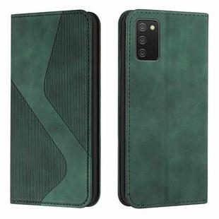 For Samsung Galaxy A02s US Version Skin Feel Magnetic S-type Solid Color Horizontal Flip Leather Case with Holder & Card Slot & Wallet(Green)