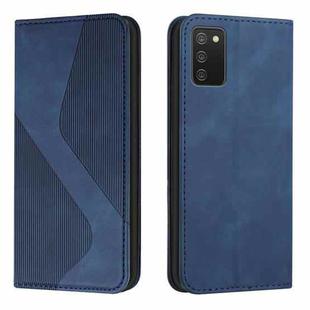 For Samsung Galaxy A02s US Version Skin Feel Magnetic S-type Solid Color Horizontal Flip Leather Case with Holder & Card Slot & Wallet(Blue)