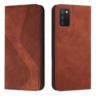 For Samsung Galaxy A02s EU Version Skin Feel Magnetic S-type Solid Color Horizontal Flip Leather Case with Holder & Card Slot & Wallet(Brown)