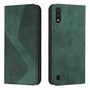 For Samsung Galaxy A10 / M10 Skin Feel Magnetic S-type Solid Color Horizontal Flip Leather Case with Holder & Card Slot & Wallet(Green)