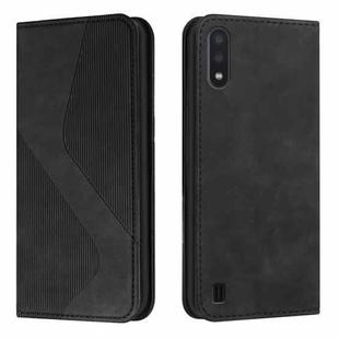 For Samsung Galaxy A10 / M10 Skin Feel Magnetic S-type Solid Color Horizontal Flip Leather Case with Holder & Card Slot & Wallet(Black)