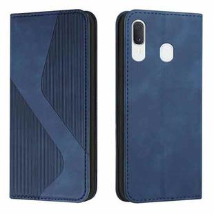 For Samsung Galaxy A20e Skin Feel Magnetic S-type Solid Color Horizontal Flip Leather Case with Holder & Card Slot & Wallet(Blue)
