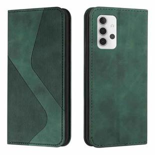 For Samsung Galaxy A32 4G Skin Feel Magnetic S-type Solid Color Horizontal Flip Leather Case with Holder & Card Slot & Wallet(Green)