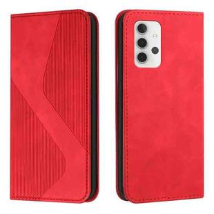 For Samsung Galaxy A32 5G Skin Feel Magnetic S-type Solid Color Horizontal Flip Leather Case with Holder & Card Slot & Wallet(Red)