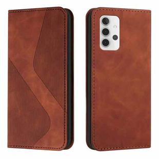 For Samsung Galaxy A32 5G Skin Feel Magnetic S-type Solid Color Horizontal Flip Leather Case with Holder & Card Slot & Wallet(Brown)
