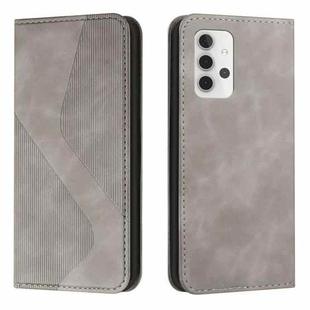 For Samsung Galaxy A32 5G Skin Feel Magnetic S-type Solid Color Horizontal Flip Leather Case with Holder & Card Slot & Wallet(Grey)