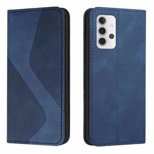 For Samsung Galaxy A32 5G Skin Feel Magnetic S-type Solid Color Horizontal Flip Leather Case with Holder & Card Slot & Wallet(Blue)