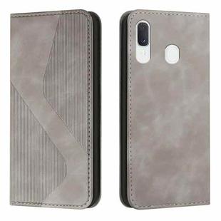 For Samsung Galaxy A40 Skin Feel Magnetic S-type Solid Color Horizontal Flip Leather Case with Holder & Card Slot & Wallet(Grey)