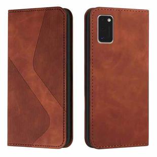 For Samsung Galaxy A41 Skin Feel Magnetic S-type Solid Color Horizontal Flip Leather Case with Holder & Card Slot & Wallet(Brown)