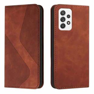 For Samsung Galaxy A52 5G / 4G Skin Feel Magnetic S-type Solid Color Horizontal Flip Leather Case with Holder & Card Slot & Wallet(Brown)