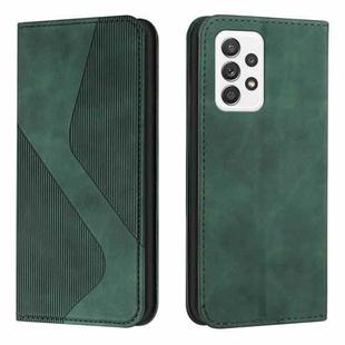 For Samsung Galaxy A52 5G / 4G Skin Feel Magnetic S-type Solid Color Horizontal Flip Leather Case with Holder & Card Slot & Wallet(Green)