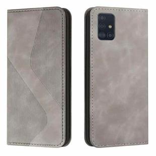 For Samsung Galaxy A71 4G Skin Feel Magnetic S-type Solid Color Horizontal Flip Leather Case with Holder & Card Slot & Wallet(Grey)