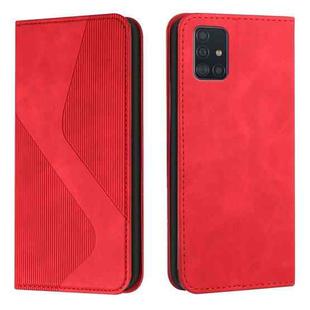 For Samsung Galaxy A71 5G Skin Feel Magnetic S-type Solid Color Horizontal Flip Leather Case with Holder & Card Slot & Wallet(Red)