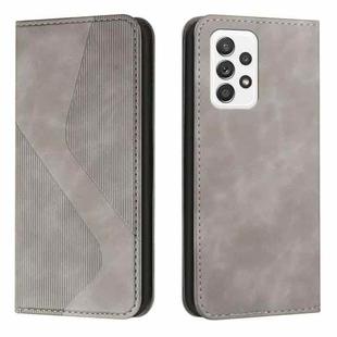 For Samsung Galaxy A72 5G / 4G Skin Feel Magnetic S-type Solid Color Horizontal Flip Leather Case with Holder & Card Slot & Wallet(Grey)