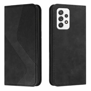 For Samsung Galaxy A72 5G / 4G Skin Feel Magnetic S-type Solid Color Horizontal Flip Leather Case with Holder & Card Slot & Wallet(Black)