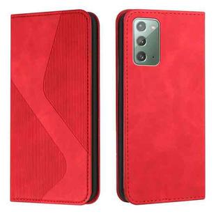 For Samsung Galaxy Note20 Skin Feel Magnetic S-type Solid Color Horizontal Flip Leather Case with Holder & Card Slot & Wallet(Red)