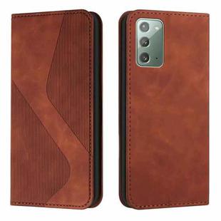 For Samsung Galaxy Note20 Skin Feel Magnetic S-type Solid Color Horizontal Flip Leather Case with Holder & Card Slot & Wallet(Brown)
