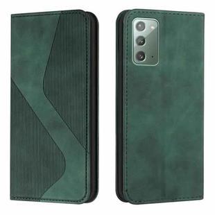 For Samsung Galaxy Note20 Skin Feel Magnetic S-type Solid Color Horizontal Flip Leather Case with Holder & Card Slot & Wallet(Green)