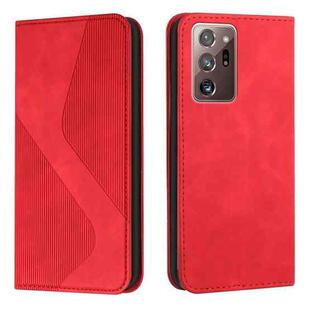 For Samsung Galaxy Note20 Ultra Skin Feel Magnetic S-type Solid Color Horizontal Flip Leather Case with Holder & Card Slot & Wallet(Red)
