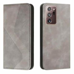 For Samsung Galaxy Note20 Ultra Skin Feel Magnetic S-type Solid Color Horizontal Flip Leather Case with Holder & Card Slot & Wallet(Grey)