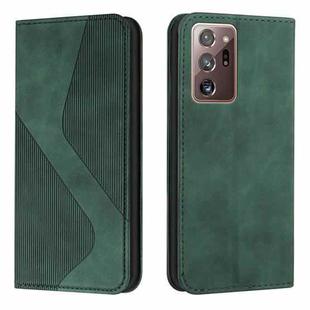 For Samsung Galaxy Note20 Ultra Skin Feel Magnetic S-type Solid Color Horizontal Flip Leather Case with Holder & Card Slot & Wallet(Green)