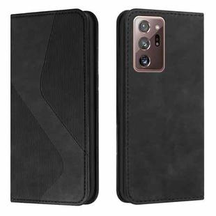 For Samsung Galaxy Note20 Ultra Skin Feel Magnetic S-type Solid Color Horizontal Flip Leather Case with Holder & Card Slot & Wallet(Black)