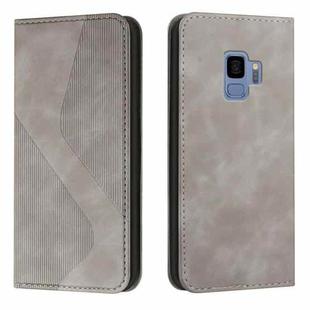 For Samsung Galaxy S9 Skin Feel Magnetic S-type Solid Color Horizontal Flip Leather Case with Holder & Card Slot & Wallet(Grey)