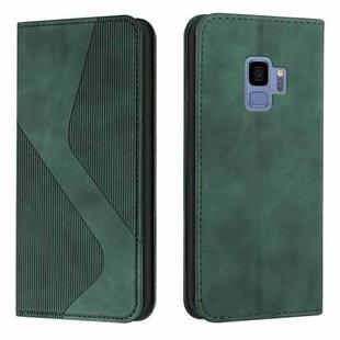 For Samsung Galaxy S9 Skin Feel Magnetic S-type Solid Color Horizontal Flip Leather Case with Holder & Card Slot & Wallet(Green)