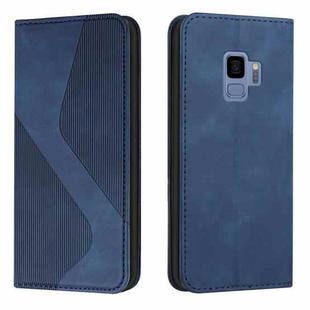 For Samsung Galaxy S9 Skin Feel Magnetic S-type Solid Color Horizontal Flip Leather Case with Holder & Card Slot & Wallet(Blue)