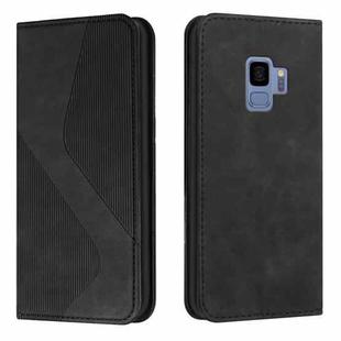 For Samsung Galaxy S9 Skin Feel Magnetic S-type Solid Color Horizontal Flip Leather Case with Holder & Card Slot & Wallet(Black)