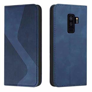 For Samsung Galaxy S9+ Skin Feel Magnetic S-type Solid Color Horizontal Flip Leather Case with Holder & Card Slot & Wallet(Blue)