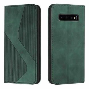 For Samsung Galaxy S10 Skin Feel Magnetic S-type Solid Color Horizontal Flip Leather Case with Holder & Card Slot & Wallet(Green)