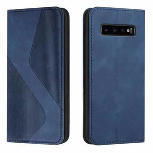 For Samsung Galaxy S10 Skin Feel Magnetic S-type Solid Color Horizontal Flip Leather Case with Holder & Card Slot & Wallet(Blue)