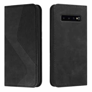 For Samsung Galaxy S10 Skin Feel Magnetic S-type Solid Color Horizontal Flip Leather Case with Holder & Card Slot & Wallet(Black)