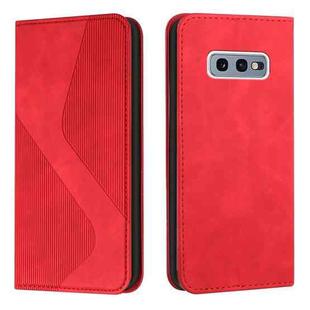 For Samsung Galaxy S10e Skin Feel Magnetic S-type Solid Color Horizontal Flip Leather Case with Holder & Card Slot & Wallet(Red)