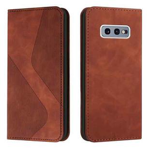 For Samsung Galaxy S10e Skin Feel Magnetic S-type Solid Color Horizontal Flip Leather Case with Holder & Card Slot & Wallet(Brown)