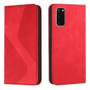 For Samsung Galaxy S20 Skin Feel Magnetic S-type Solid Color Horizontal Flip Leather Case with Holder & Card Slot & Wallet(Red)