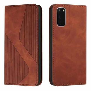 For Samsung Galaxy S20 Skin Feel Magnetic S-type Solid Color Horizontal Flip Leather Case with Holder & Card Slot & Wallet(Brown)
