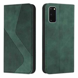 For Samsung Galaxy S20 Skin Feel Magnetic S-type Solid Color Horizontal Flip Leather Case with Holder & Card Slot & Wallet(Green)