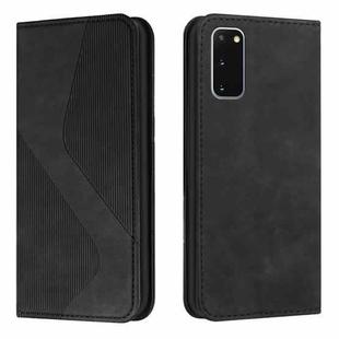 For Samsung Galaxy S20 Skin Feel Magnetic S-type Solid Color Horizontal Flip Leather Case with Holder & Card Slot & Wallet(Black)