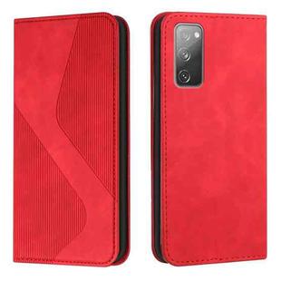 For Samsung Galaxy S20 FE Skin Feel Magnetic S-type Solid Color Horizontal Flip Leather Case with Holder & Card Slot & Wallet(Red)