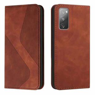 For Samsung Galaxy S20 FE Skin Feel Magnetic S-type Solid Color Horizontal Flip Leather Case with Holder & Card Slot & Wallet(Brown)