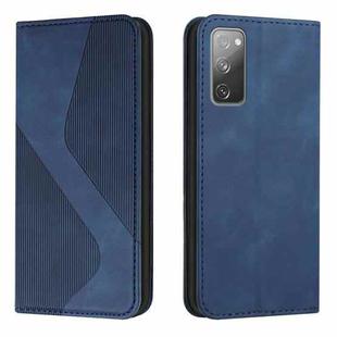 For Samsung Galaxy S20 FE Skin Feel Magnetic S-type Solid Color Horizontal Flip Leather Case with Holder & Card Slot & Wallet(Blue)