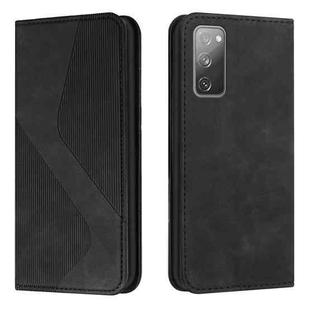 For Samsung Galaxy S20 FE Skin Feel Magnetic S-type Solid Color Horizontal Flip Leather Case with Holder & Card Slot & Wallet(Black)